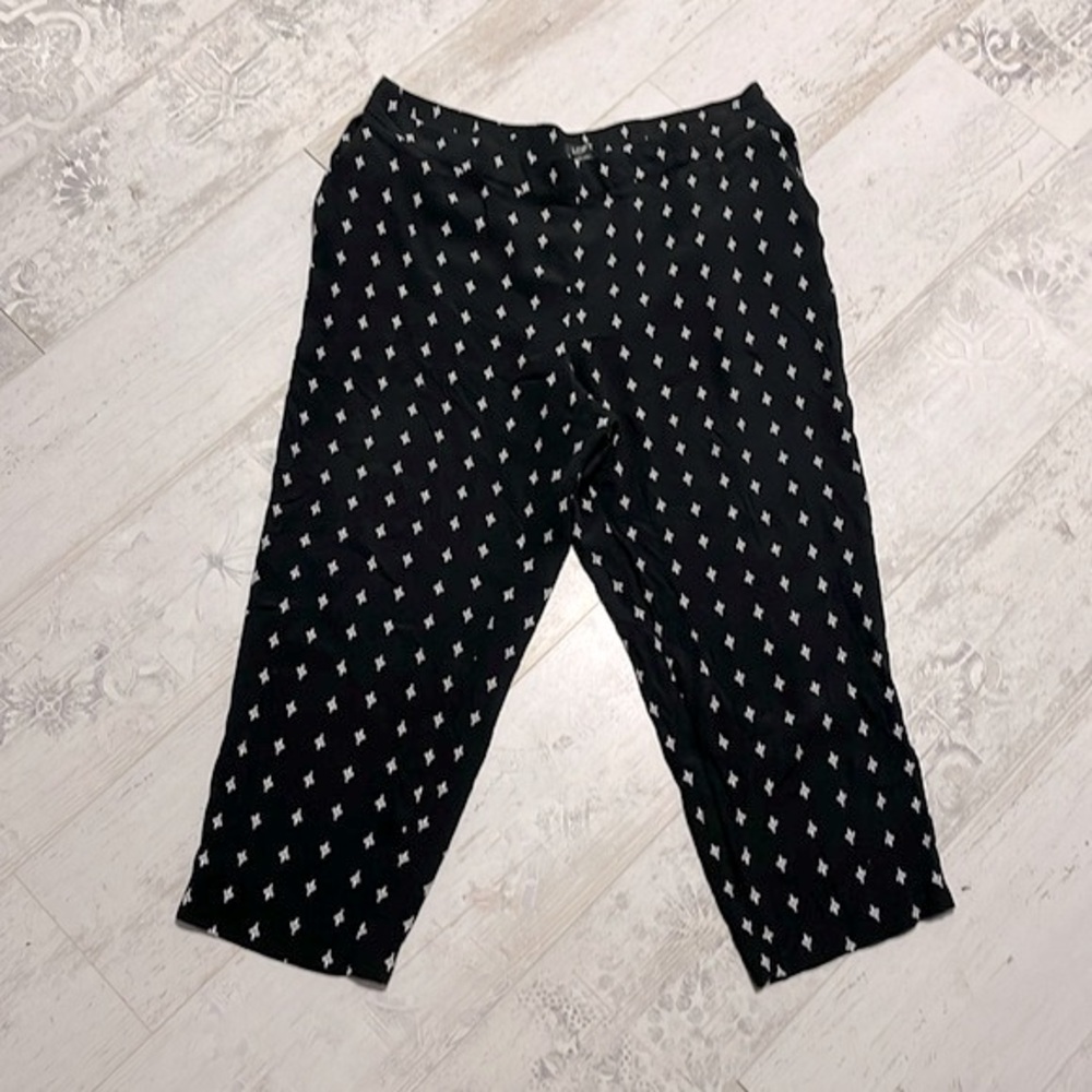 LOFT stretch waist ankle pant in black with pattern size XL